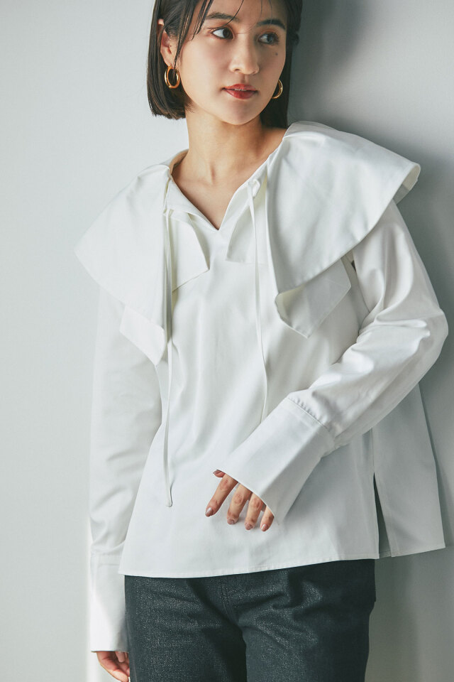 【中瀬古ゆきなさん着用】ビッグカラータフタブラウス
