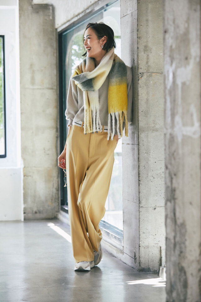 Ayaさん着用】マーベルトデザインストレートパンツ