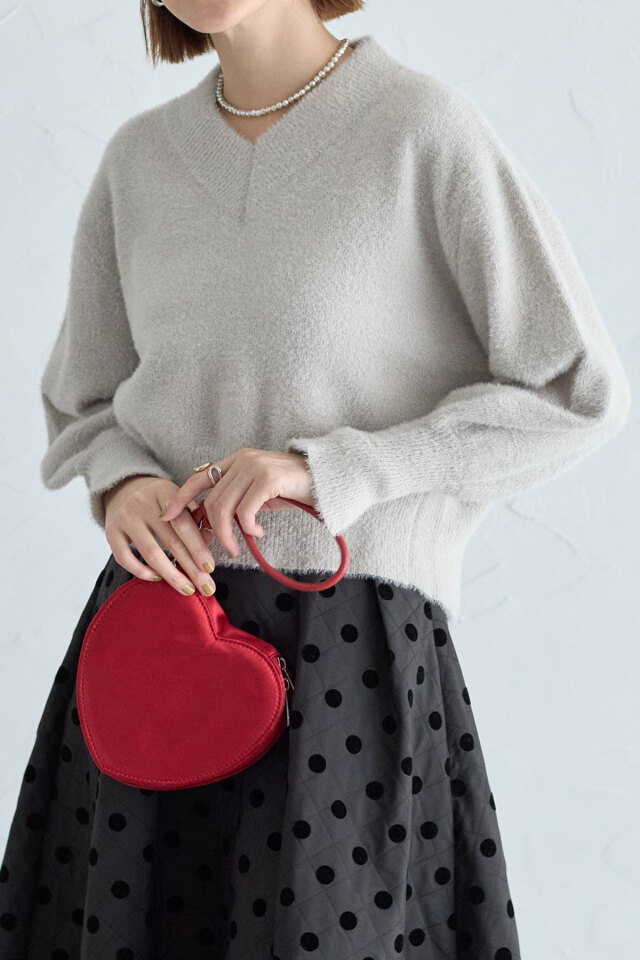 ラメシャギーVネックニットプルオーバー