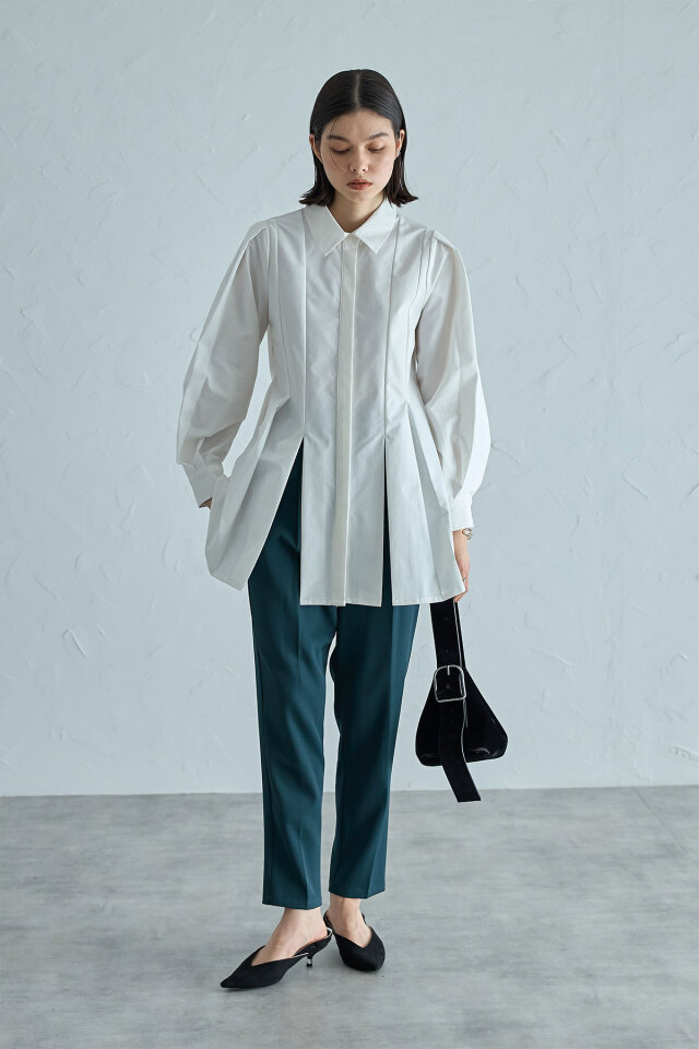 Ayaさん着用】ウエストタックフレアシャツ