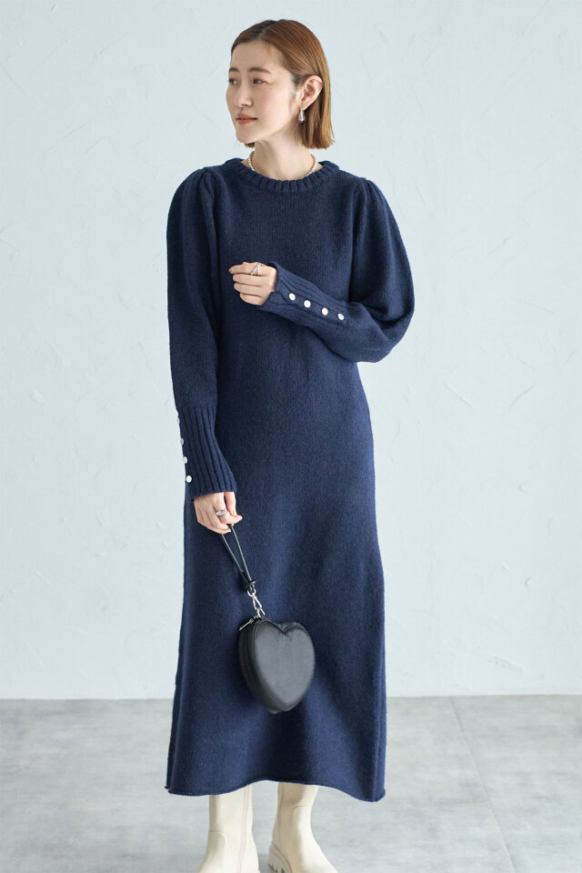 もえにゃ きゅるきゅるニットワンピ made in INTER FACTORY❤ ピンク