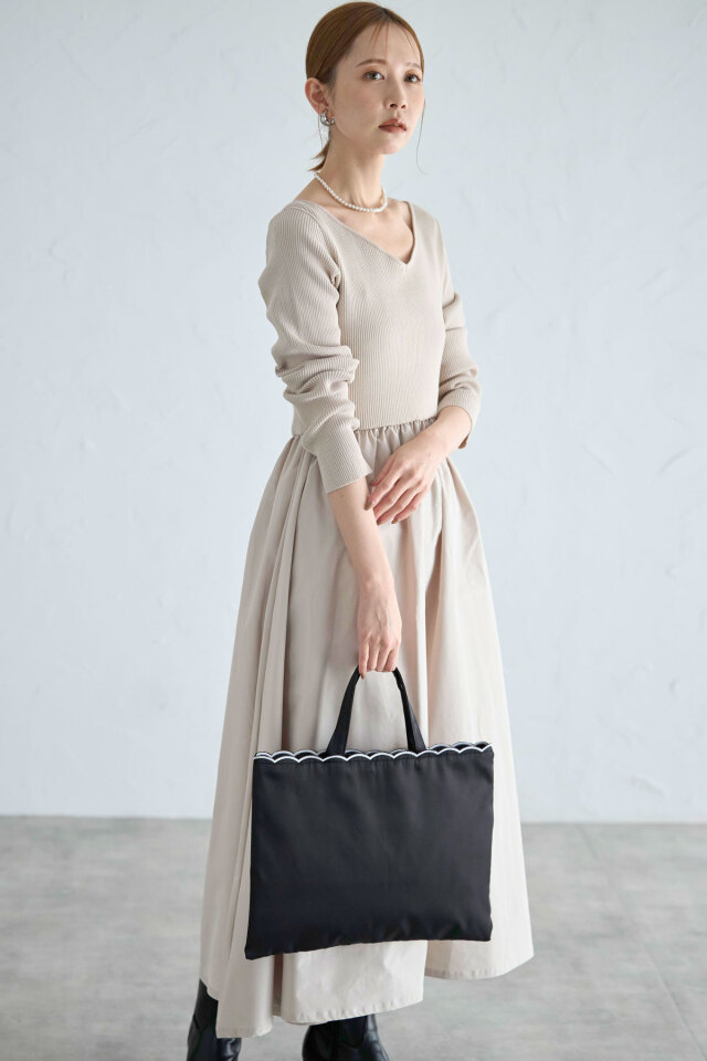 美品TED BAKER♡上品スカラップノーカラージャケットとナチュビスカート上下 スカラップトートバッグ