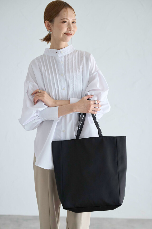 スカラップハンドルマチ付きトートバッグ