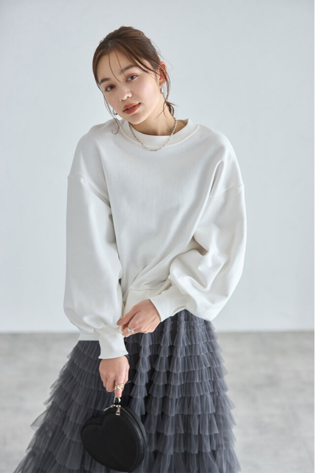 バックオープン裏毛プルオーバー