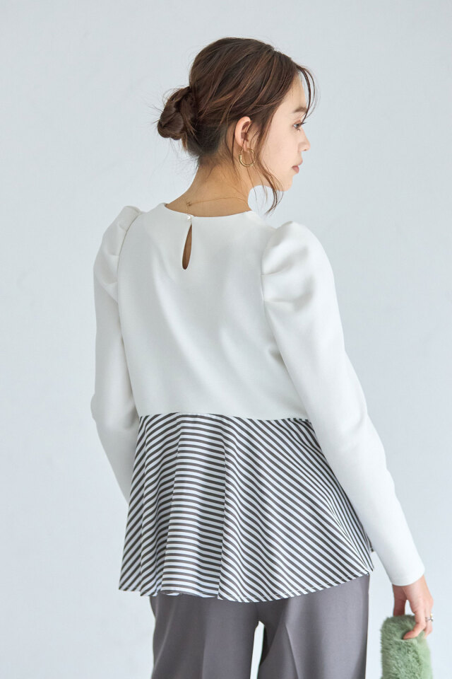新品】2024ssドット刺繍シアーカットチュニック ペプラム