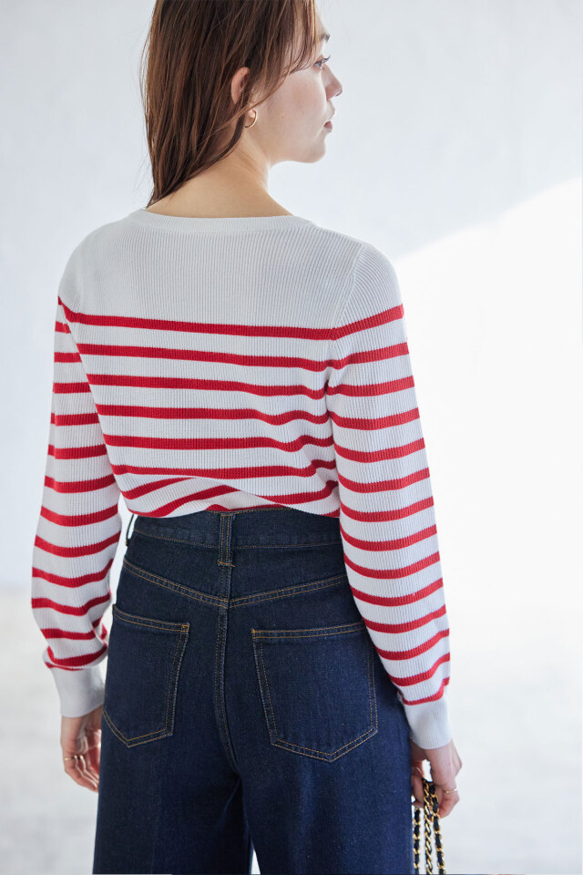 マリンボーダーニットプルオーバー