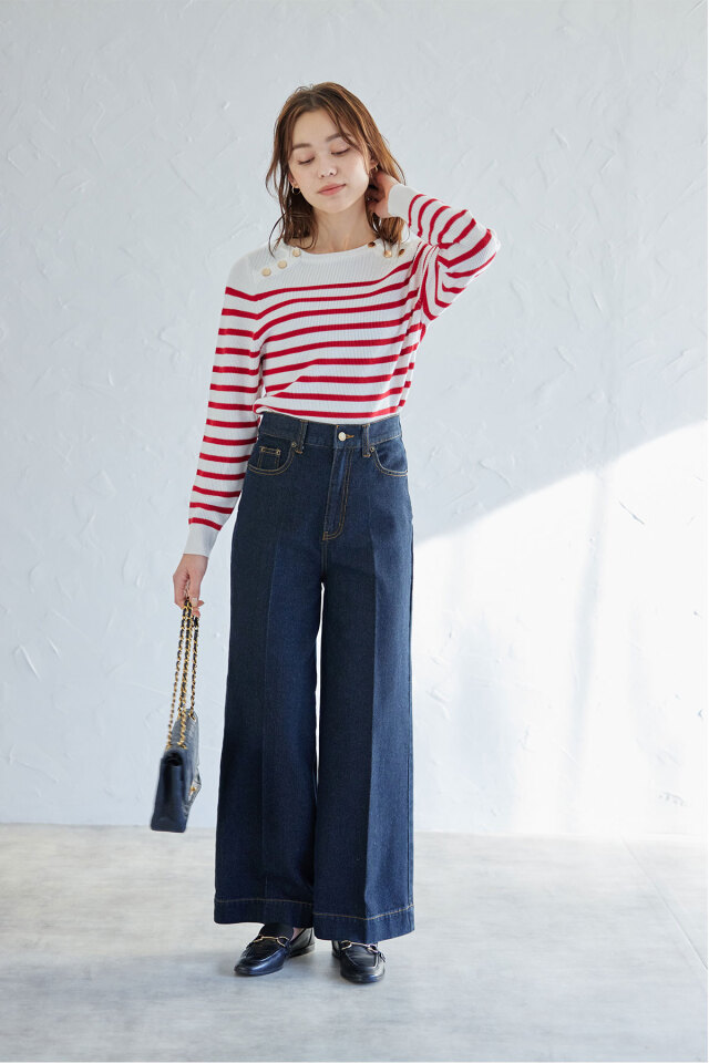 マリンボーダーニットプルオーバー