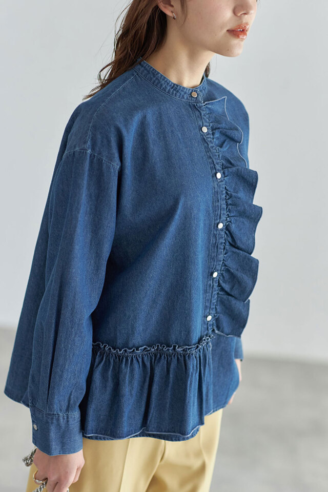 デニムフリルシャツ