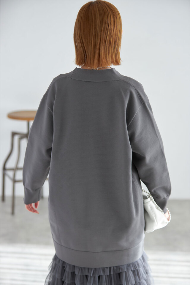スポンジニット着流しロングカーデ
