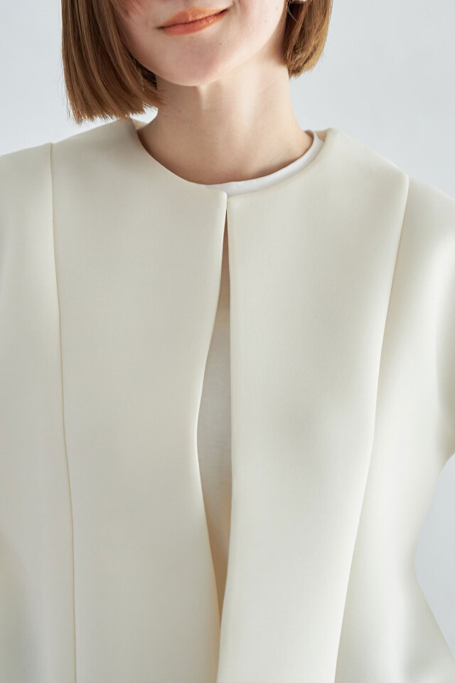 &.NOSTALGIA navy】ボンディングペプラムブルゾン