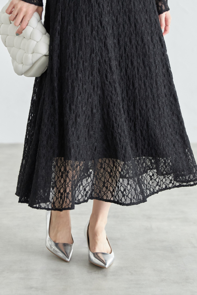 DT☆Intrend「1AGORAIO」ストレッチ レースドレス シアーボレロ付レースドレス(ネイビー)AB1-426NA-M | OTONA DRESS