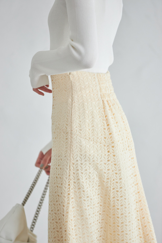 リーフレースフレアスカート 