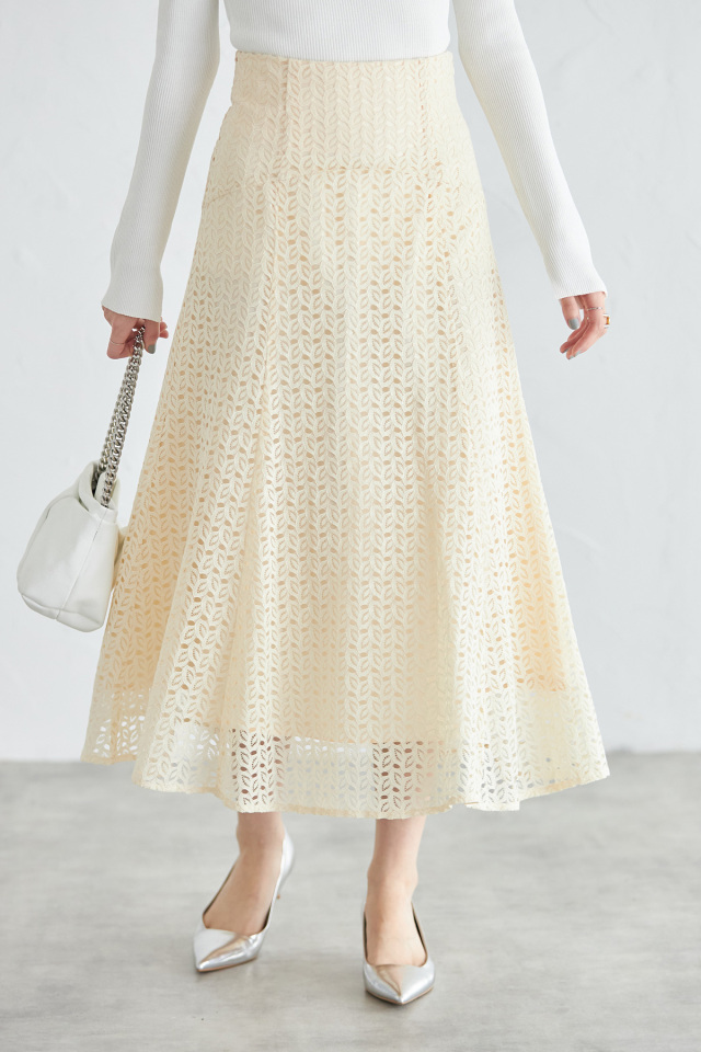 リーフレースフレアスカート 