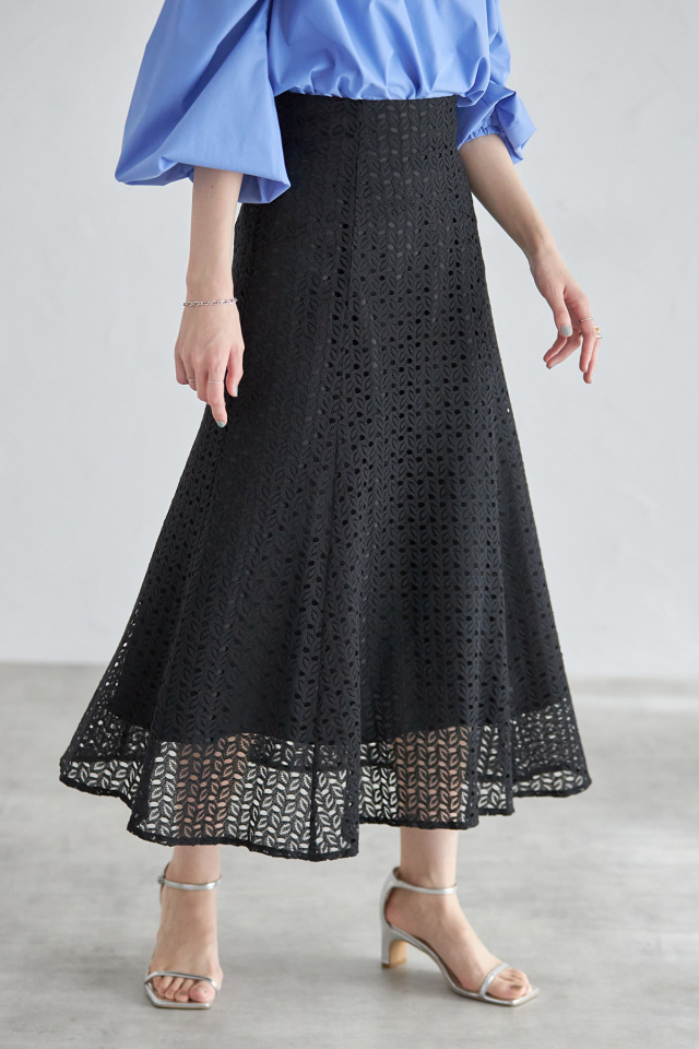 リーフレースフレアスカート 