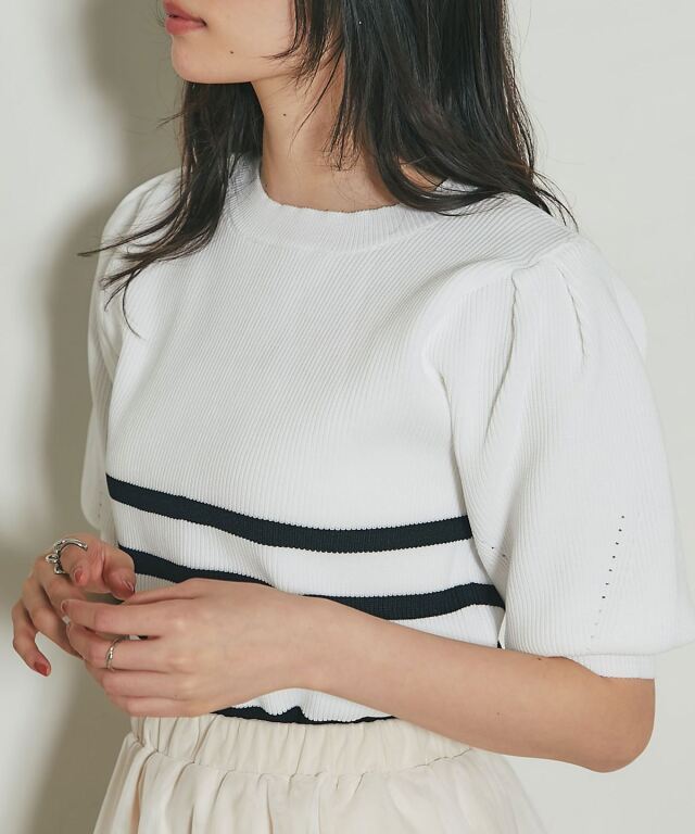 ボリュームスリーブスポンジニット