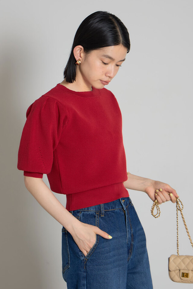 ボリュームスリーブスポンジニット