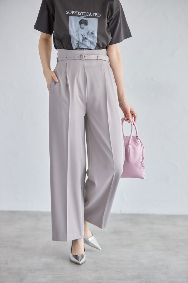 専用出品　5 ベルト付きタックストレートパンツ