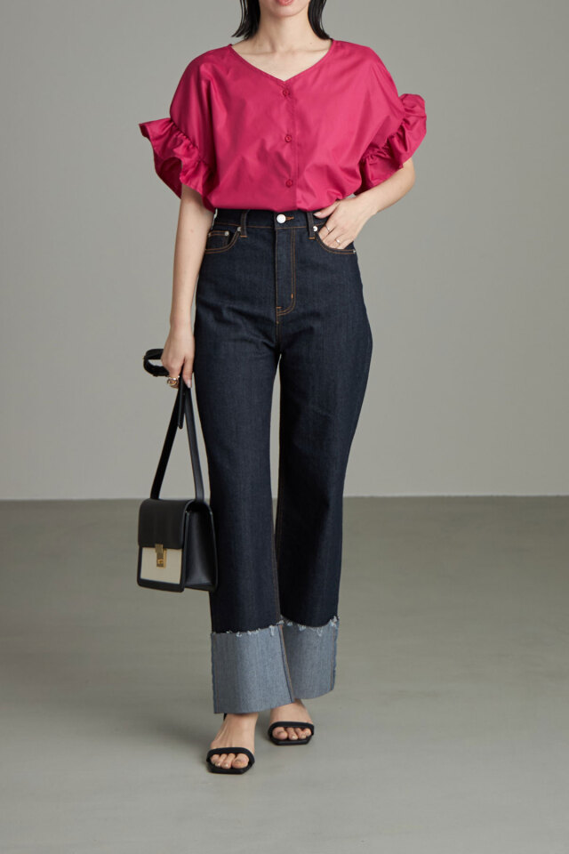 前後2wayフリルスリーブブラウス