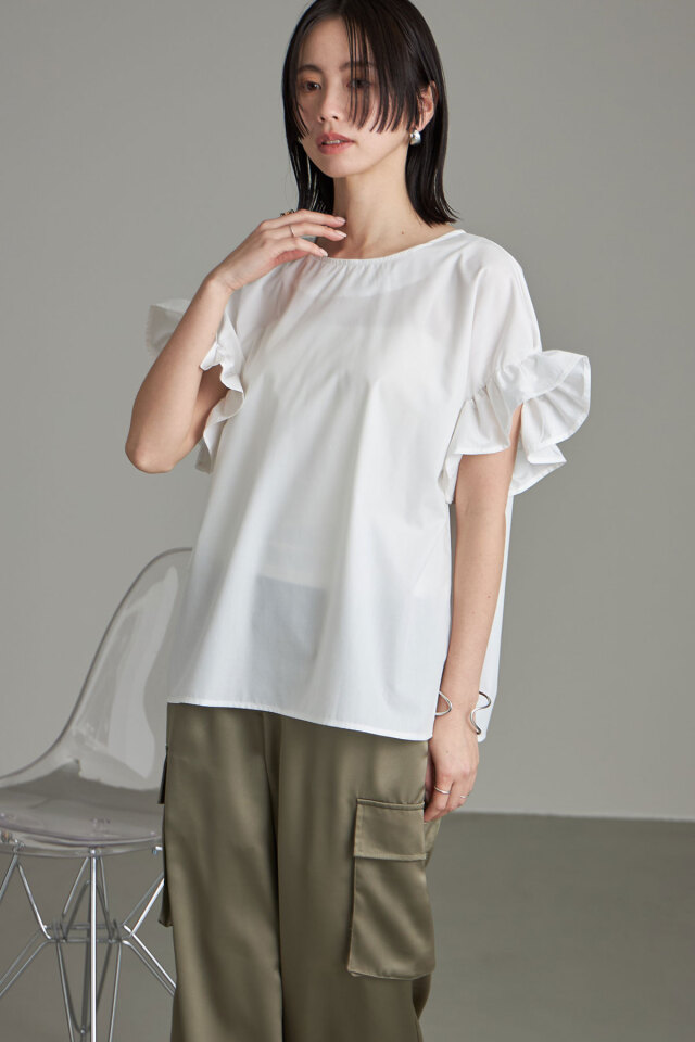 前後2wayフリルスリーブブラウス