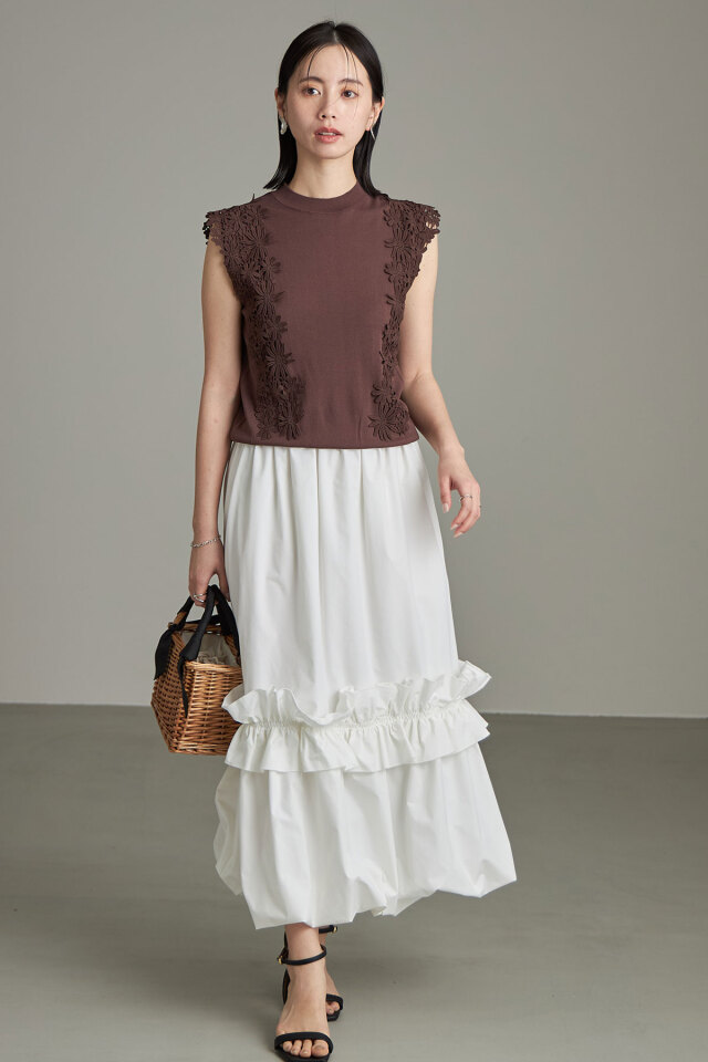 ショルダーレースシャリニット