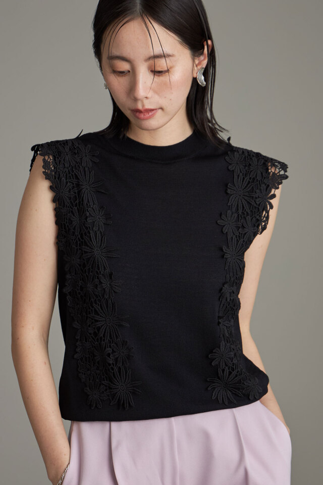 ショルダーレースシャリニット