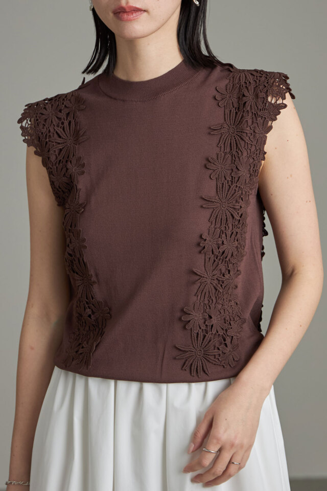 ショルダーレースシャリニット