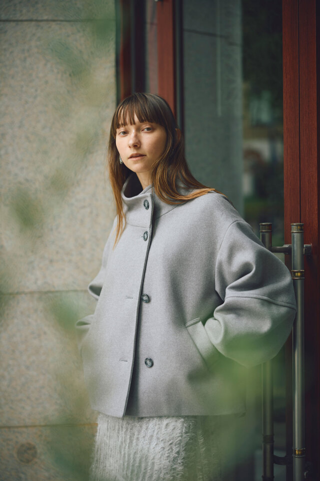 【SALE】【喜田彩子さん着用】スタンドカラーショートコート＊SALE品につき返品/交換/注文確定後の変更キャンセル不可＊