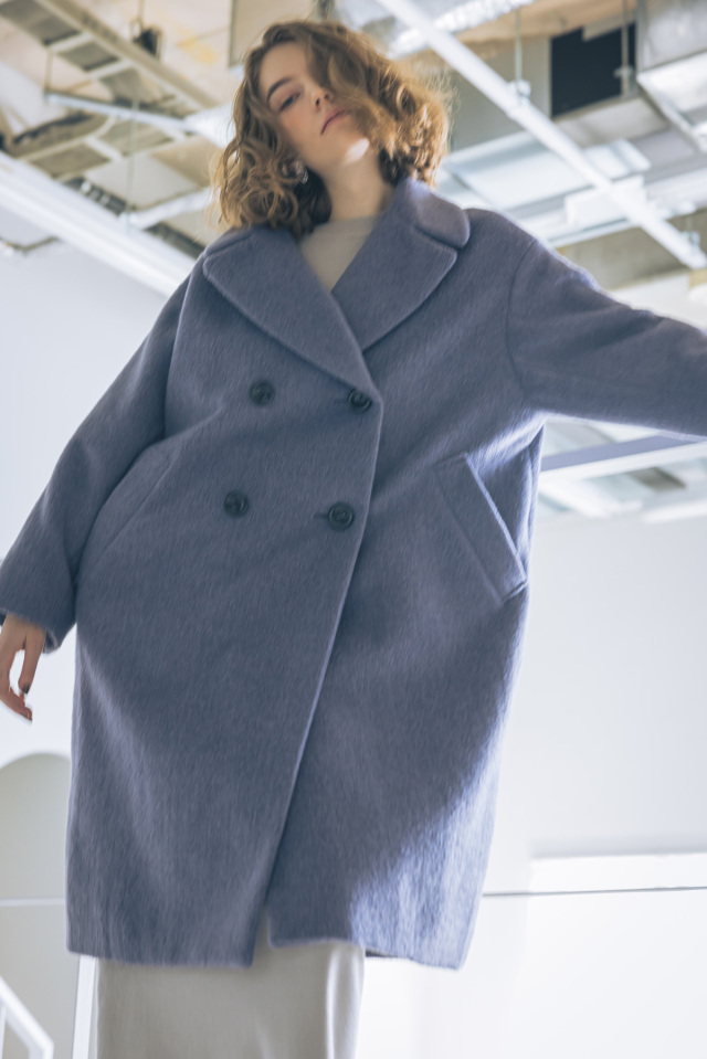 ウール混ビッグカラーチェスターコート 