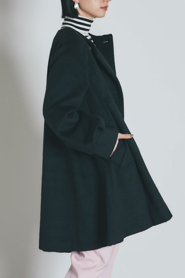 ☘️美品◇PATRIZIA PEPE◇アンゴラ混 ベルテッドフレアコート 紺 勇ましく