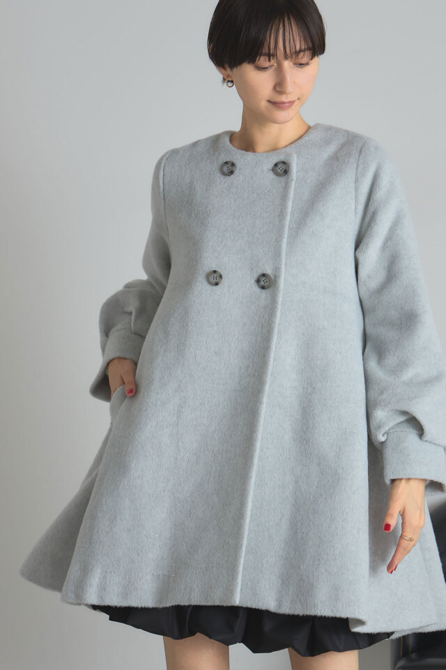 ウール混フレアコート