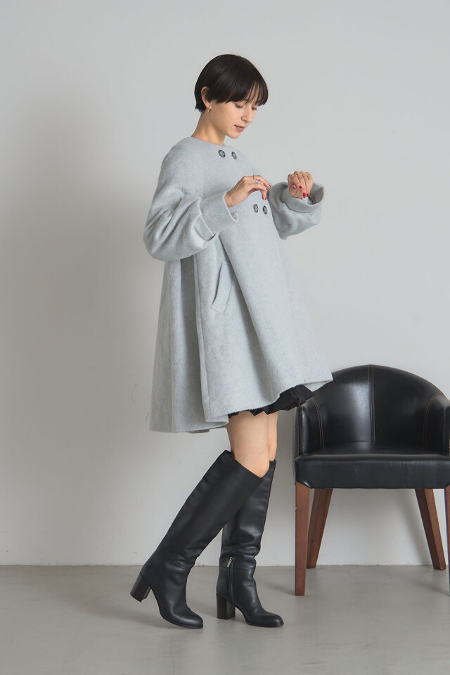 y's2019a wフレアーウールコート RUIRUE BOUTIQUE コート アウター ボア オーバーサイズ フレア