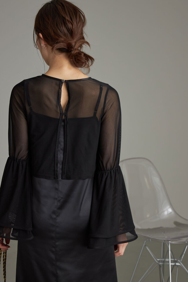 チュールプルオーバー+キャミワンピースアンサンブル