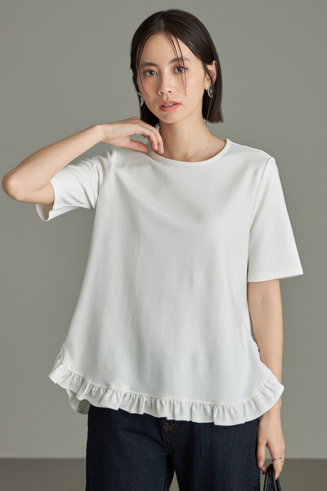 ヘムギャザーフリルTシャツ