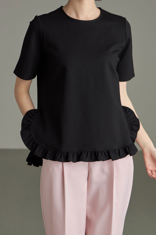 ヘムギャザーフリルTシャツ