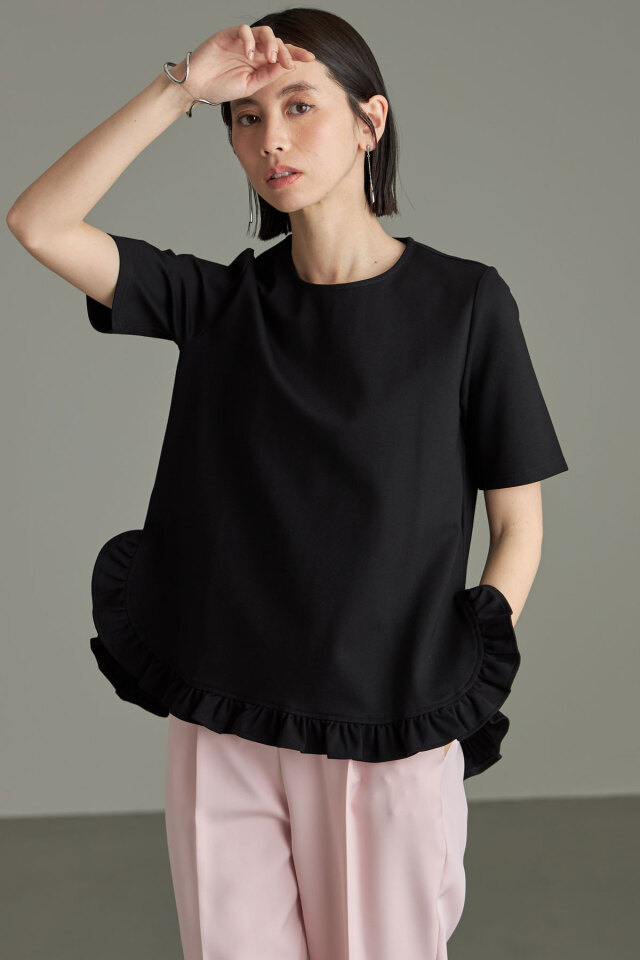 ヘムギャザーフリルTシャツ