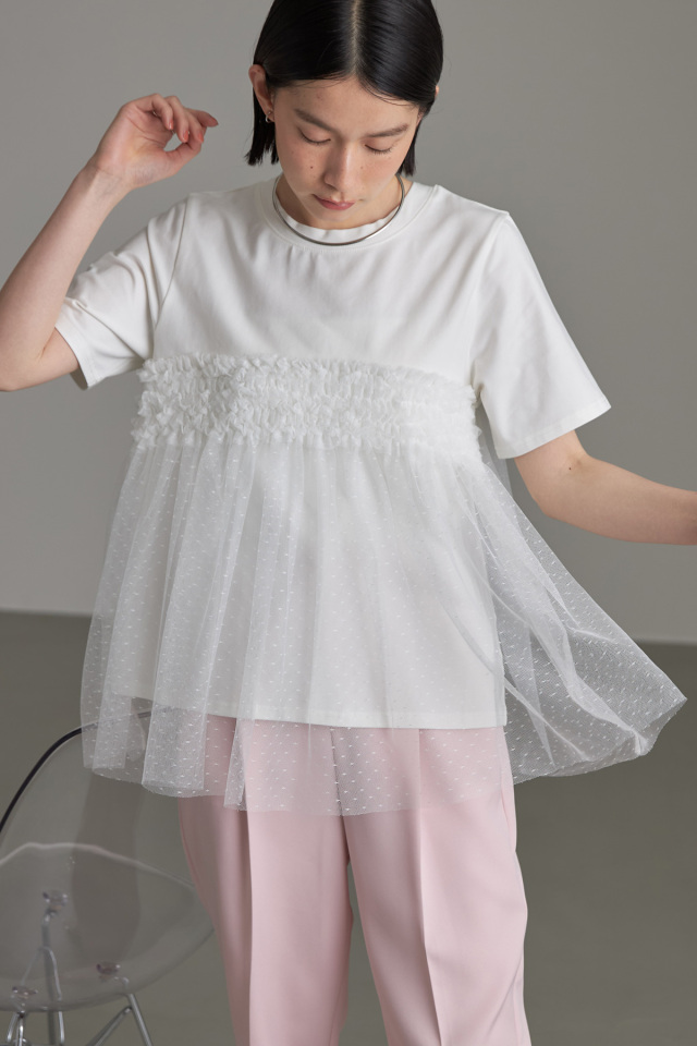 ドットチュールカットソー NOLLEY'S（ノーリーズ）の「袖ドットチュールカットソー（T