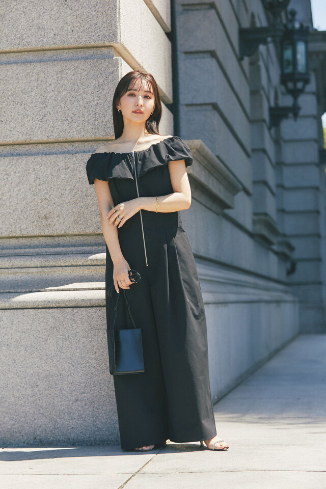 【3/15 SpringSALE】【yuumiさんコラボ】オフショルオールインワン　※店舗販売は9日からとなります＊SALE品につき返品/交換/注文確定後の変更キャンセル不可＊