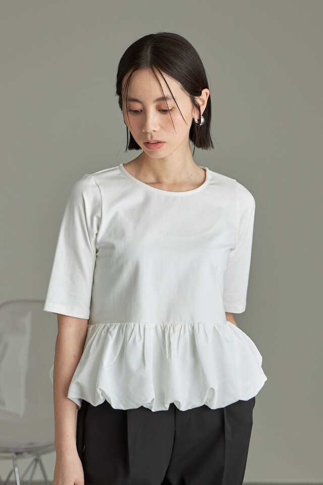 laubeblanc バルーンぺプラムトップス Balloon peplum Tops – L'AUBE BLANC