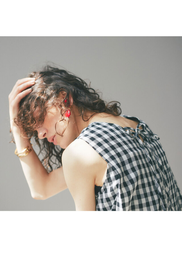 ショルダータックギンガムチェックワンピース