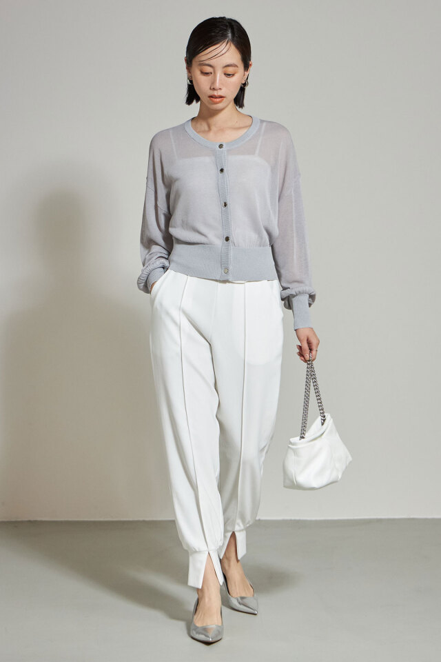 クルーネックシアーカーディガン