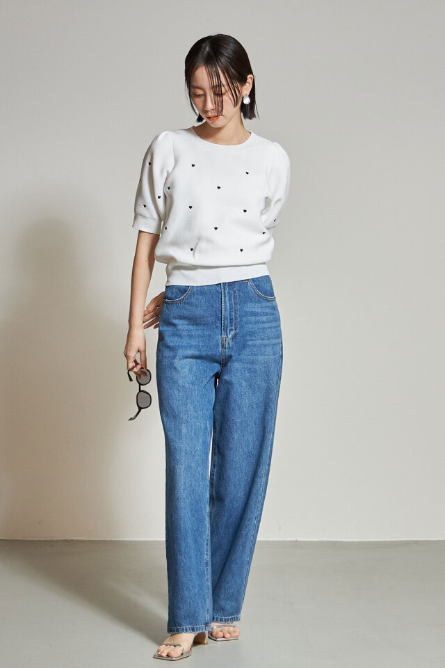 ハートエンブロイダリーニットプルオーバー