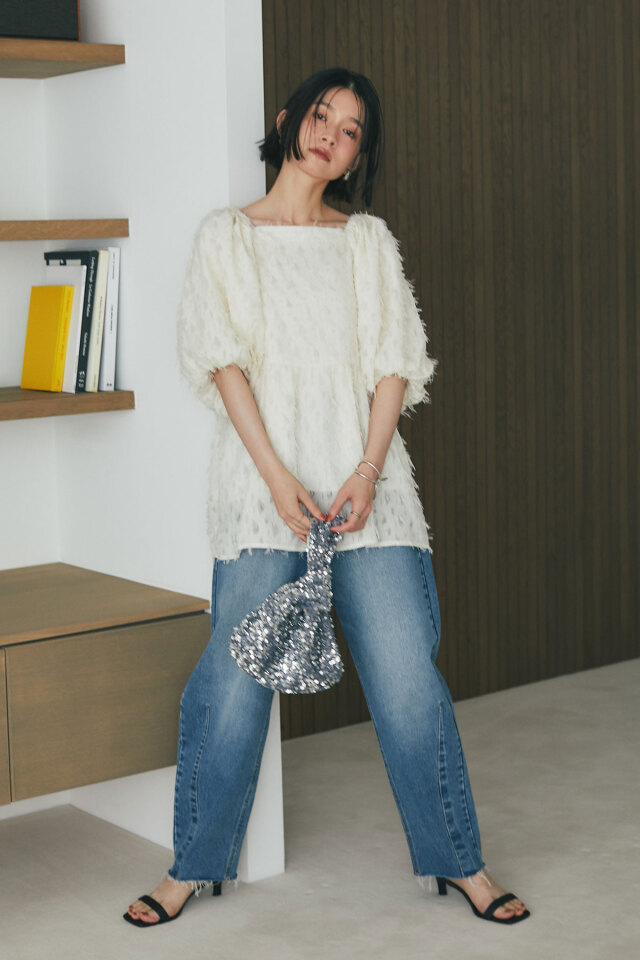 カーヴィパンツ　ホワイト ETRE TOKYO パンツ コットンシルクカーヴィーパンツ レディース