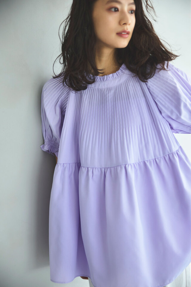 松木育未さん着用】オフプリーツチュニック 