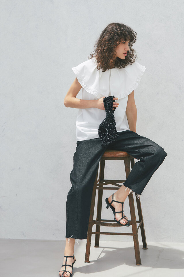 タックフリルカラーチュニック