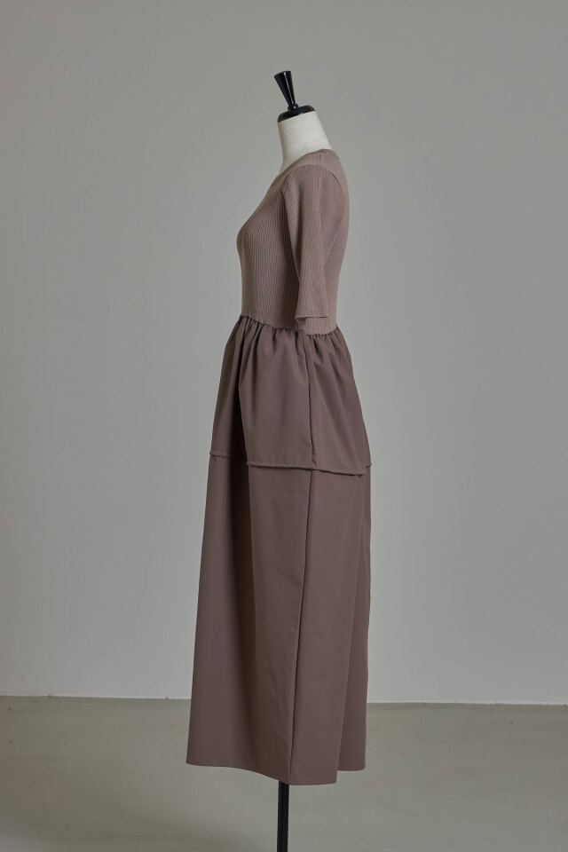 コクーンサマーニットドッキングワンピース