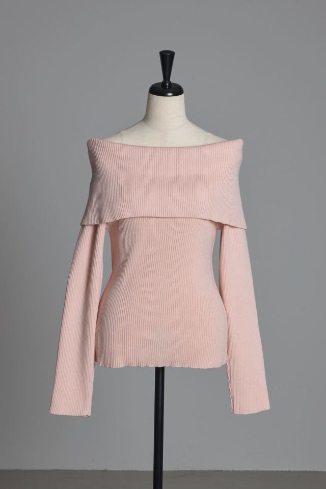 オフショルリブニットプルオーバー