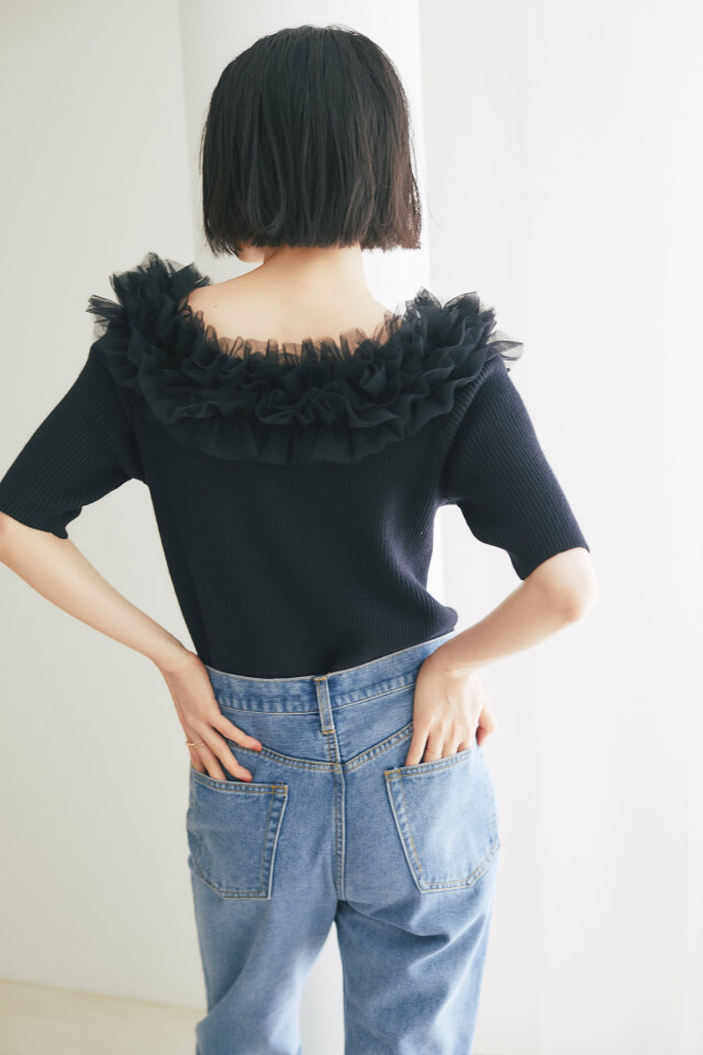 ルセンティエ Le Sentier ニットソー 薄手 セーター チュール レース フリル レディース 3 春 秋 楽天市場】レース フリル 透かし編み ニット カーディガン 女性