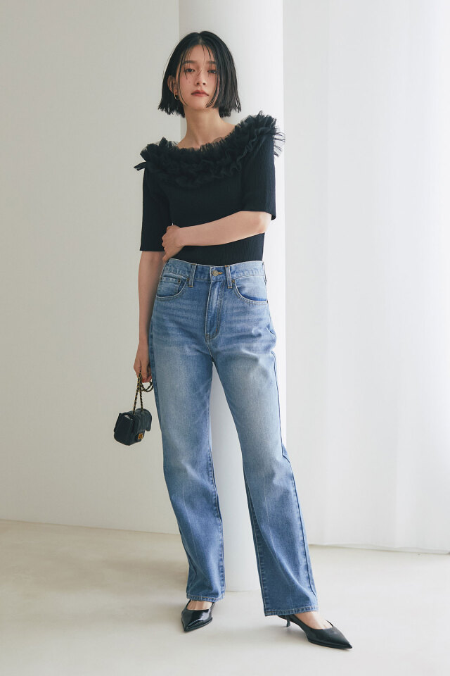 チュールフリルニットプルオーバー