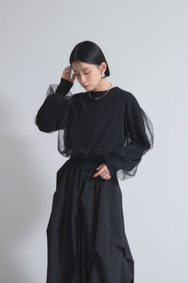 チュール重ねニットプルオーバー