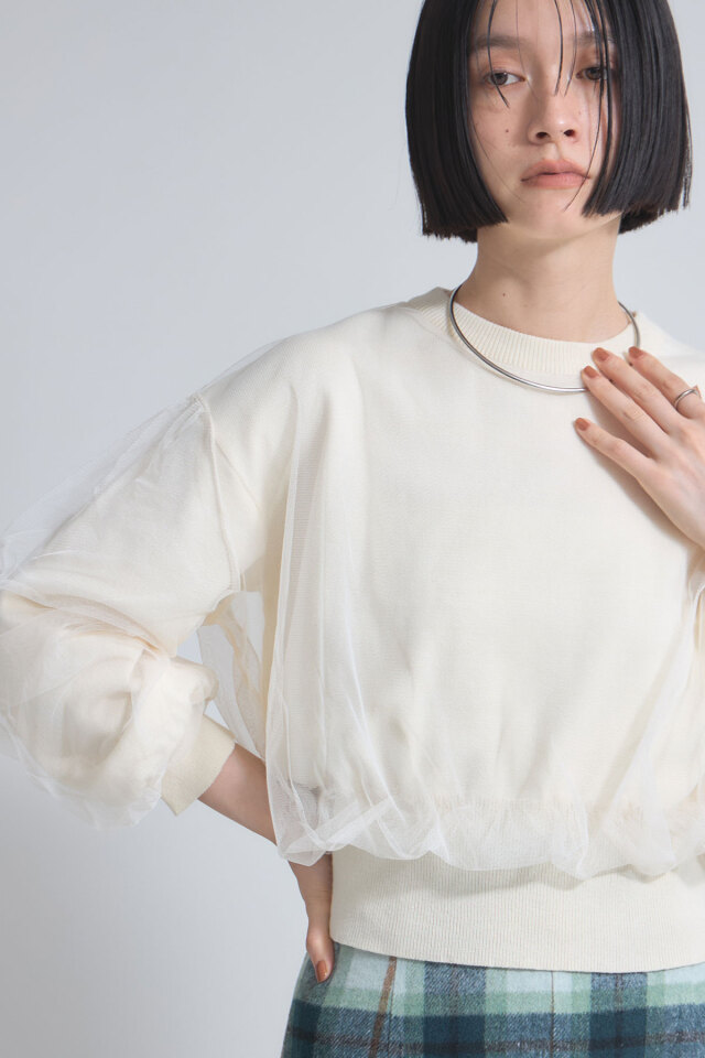 【SALE】12/7 HolidaySALE！チュール重ねニットプルオーバー＊SALE品につき返品/交換/注文確定後の変更キャンセル不可＊